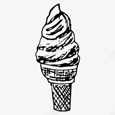 冰淇淋食物手绘图标图标