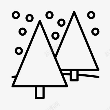 下雪松树高山圣诞树图标图标