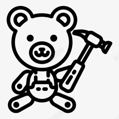 熊建筑工人玩具熊图标图标
