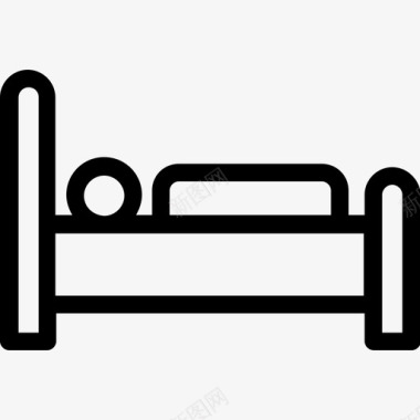 单人床舒适酒店客房图标图标