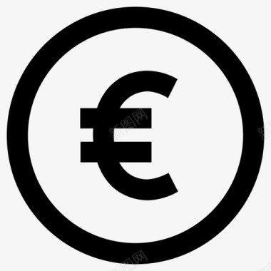 欧元硬币欧元符号图标图标
