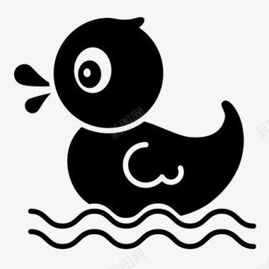 鸭子洗澡孩子图标图标