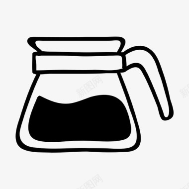 咖啡壶烹饪手绘图标图标