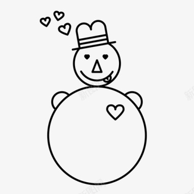 圣诞雪人雪人在爱幸福心图标图标