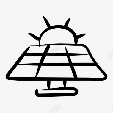 绿色能源图标太阳能板生态能源图标图标
