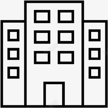 建筑与城市办公室建筑酒店图标图标