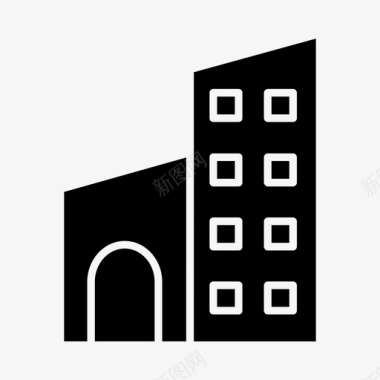 立方体建筑城市砖混凝土图标图标