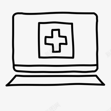 医用笔记本电脑手绘健康图标图标