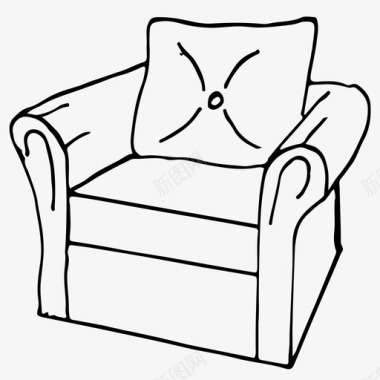 扶手椅家具手绘图标图标