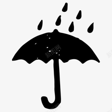 雨伞手绘标牌图标图标