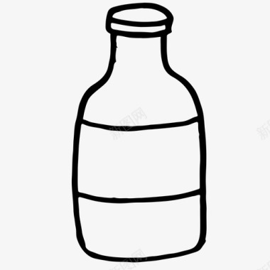 瓶子手绘牛奶图标图标