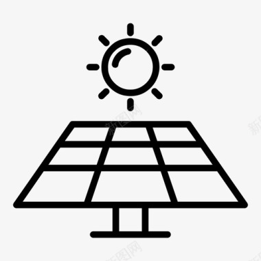 高性能太阳能板太阳能板集热器生态图标图标