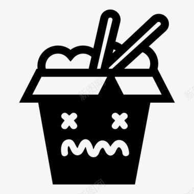筷子夹食物坏外卖盒子筷子图标图标