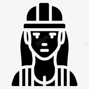 女建筑工人工作人图标图标