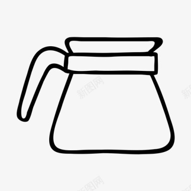 咖啡壶烹饪手绘图标图标