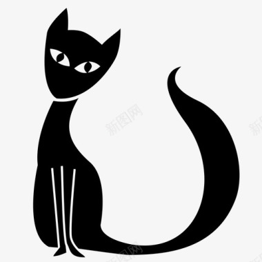 坐着猫动物黑猫图标图标