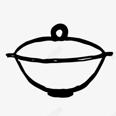 锅盘子手绘图标图标