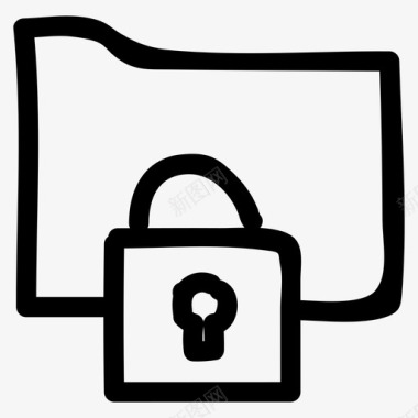 安全警示标文件夹锁锁定保护图标图标