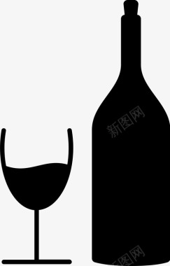 杯状带瓶酒杯酒精软木塞图标图标