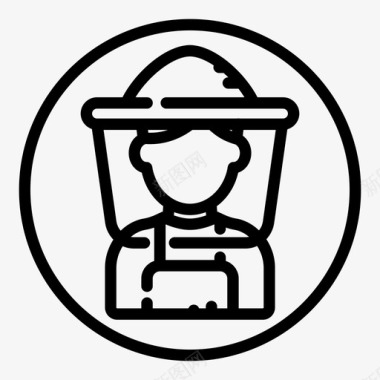 养蜂人养蜂场蜂巢图标图标