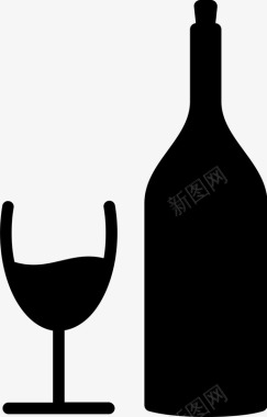 杯状带瓶酒杯酒精软木塞图标图标