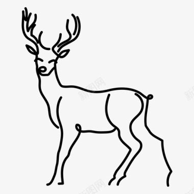 鹿动物手绘图标图标