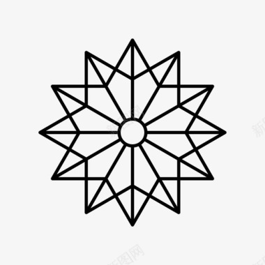 圣诞折纸风格装饰星星十二角星圣诞装饰图标图标