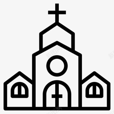 发散性教堂建筑基督教图标图标