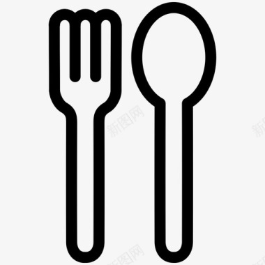 叉子勺吃饭厨房图标图标