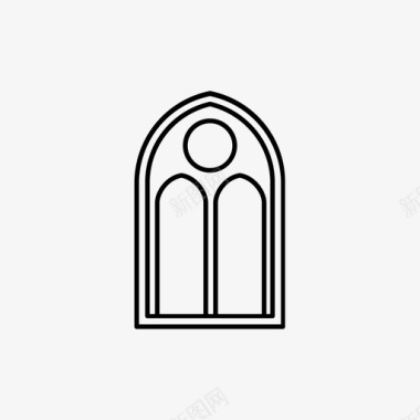 古代窗户框哥特式建筑古代大教堂图标图标