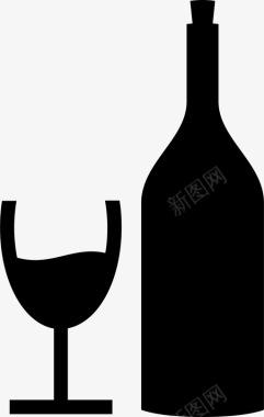 酒杯名片设计带瓶酒杯酒精软木塞图标图标