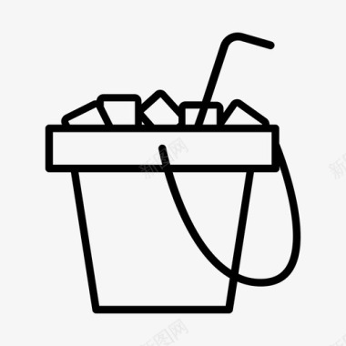 卡通山水冰桶酒精冰块图标图标