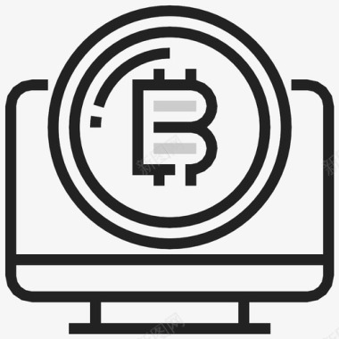 欧元货币比特币计算机货币图标图标