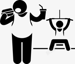 不健康饮食方式健康与不健康的生活方式汉堡饮食图标高清图片