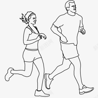 运动人物组合跑步锻炼健康生活图标图标