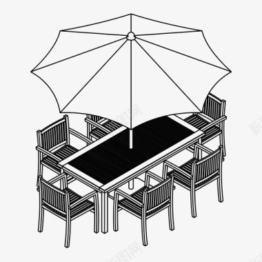 花园桌椅子餐厅图标图标