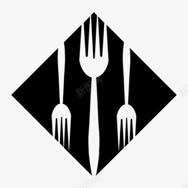 钻石上的叉子吃饭餐厅图标图标