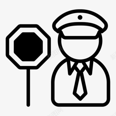 道路两边警察交通警察道路图标图标