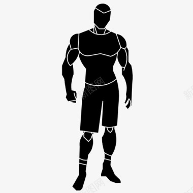 肌肉男运动健身图标图标
