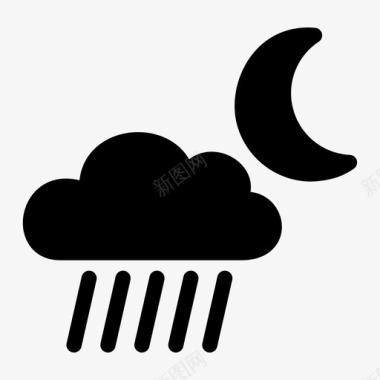 云朵夜间强阵雨夜间阵雨云朵图标图标