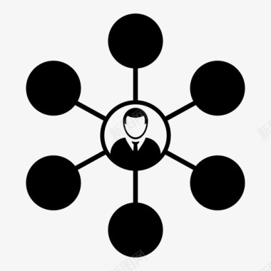 曲线商务人物网络商人连接图标图标