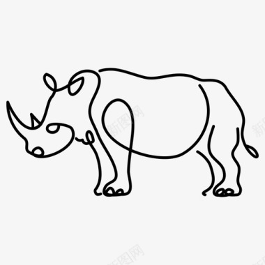 犀牛动物手绘图标图标