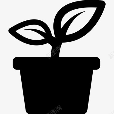 植物盆栽自然很棒的套装图标图标