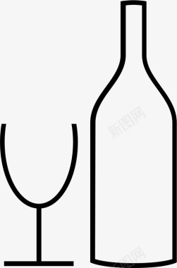 带瓶酒杯图标图标