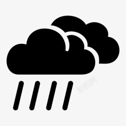 下雨中多云中雨寒冷下雨图标高清图片