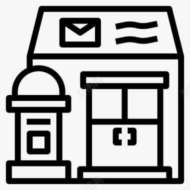 矢量盒子素材邮局建筑盒子图标图标