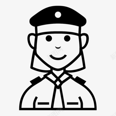警察扁平化人物女警察头像人物图标图标