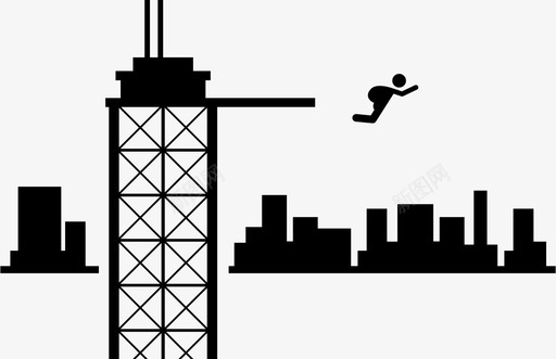 跳伞建筑极限运动图标图标