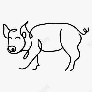 猪画手绘图标图标