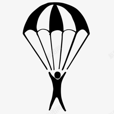 跳伞者飞行手绘图标图标